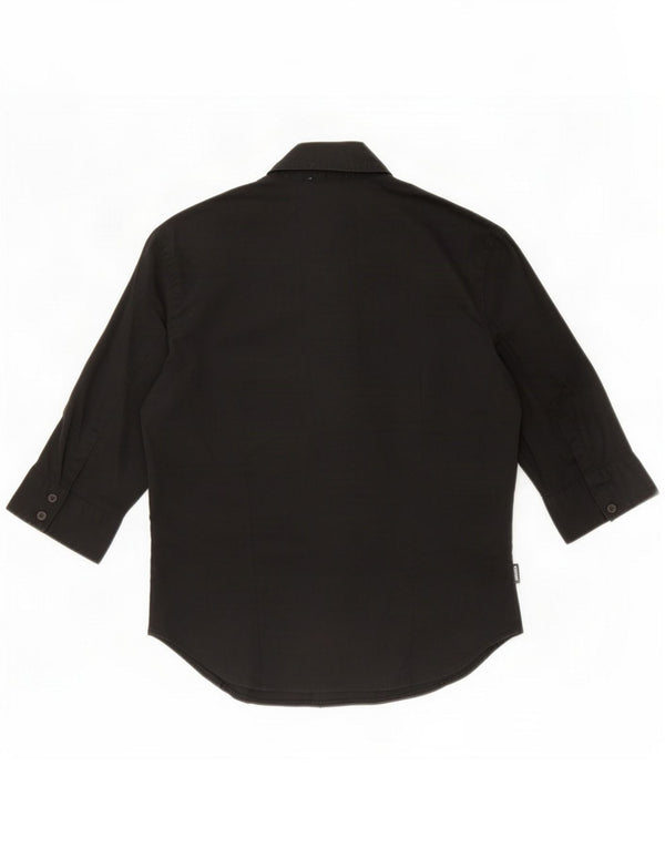 Camisa feminina de manga curta Moschino UK 12 algodão preto médio