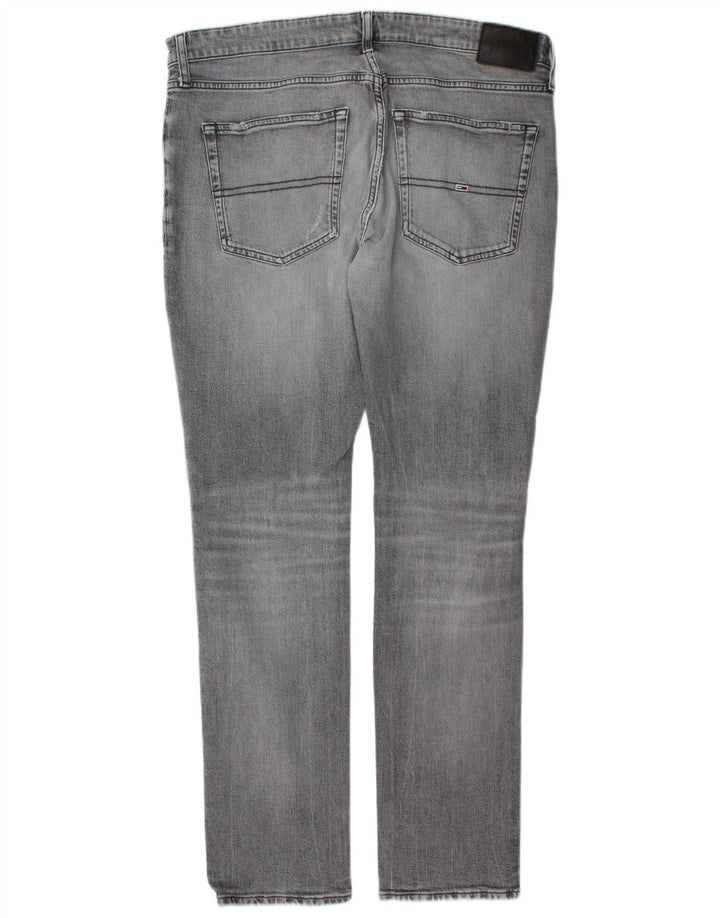 Tommy Hilfiger Masculino Distressed Slim Jeans W38 L34 Cinza Algodão