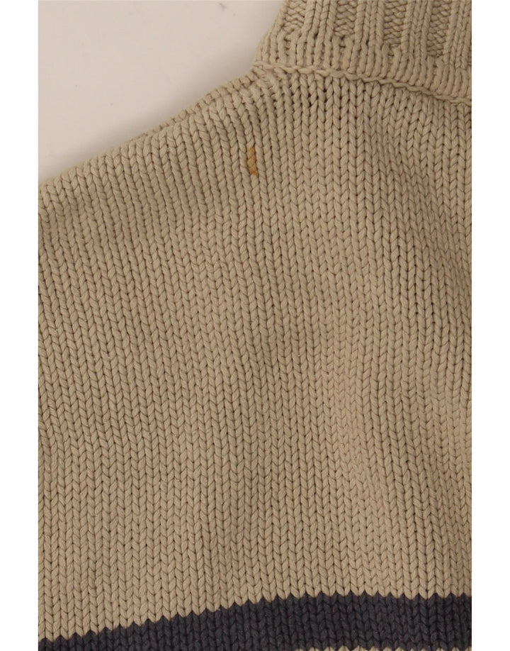 Suéter masculino MARKS & SPENCER Blue Harbor com zíper e gola grande bege