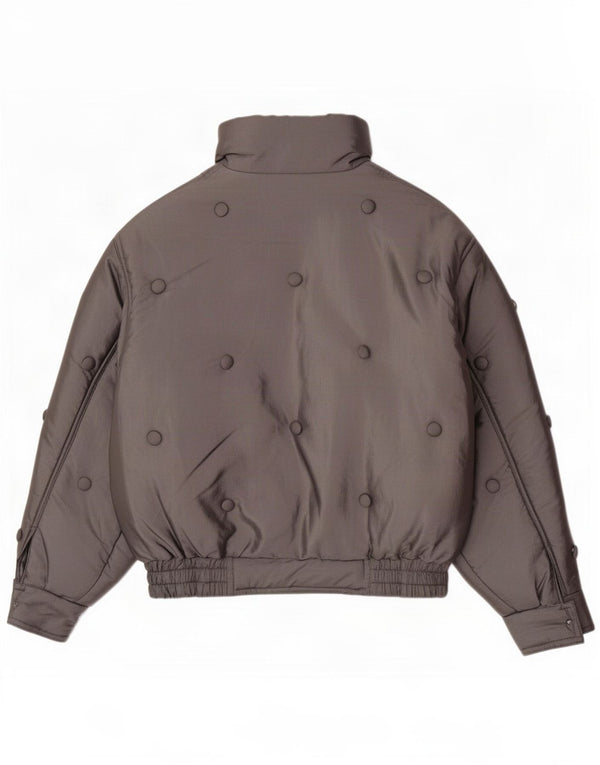 Vintage Womens Oversized Padded Jacket UK 16 Large Grey Polyamide