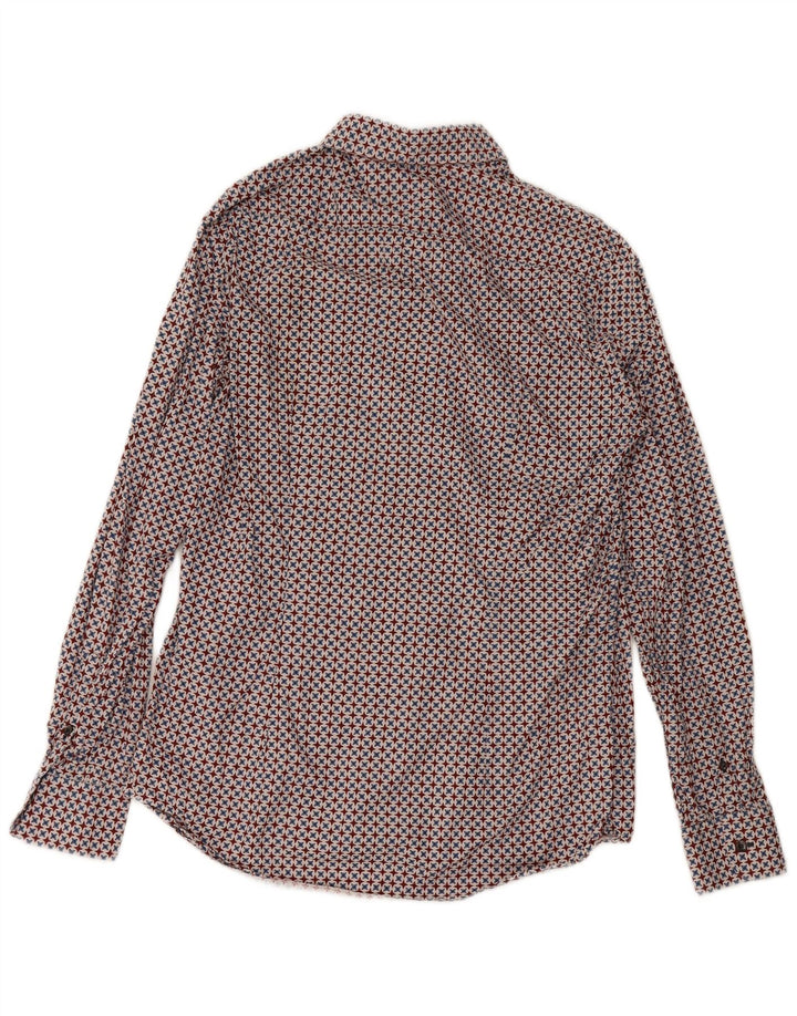 Camisa masculina Prada tamanho 16 41 grande algodão geométrico multicolorido