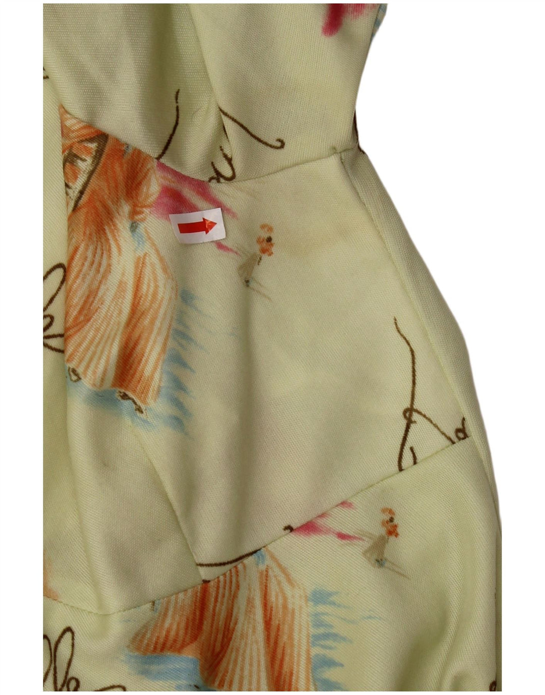 Vestido feminino VINTAGE com padrão abstrato linha A Reino Unido 8 pequeno verde