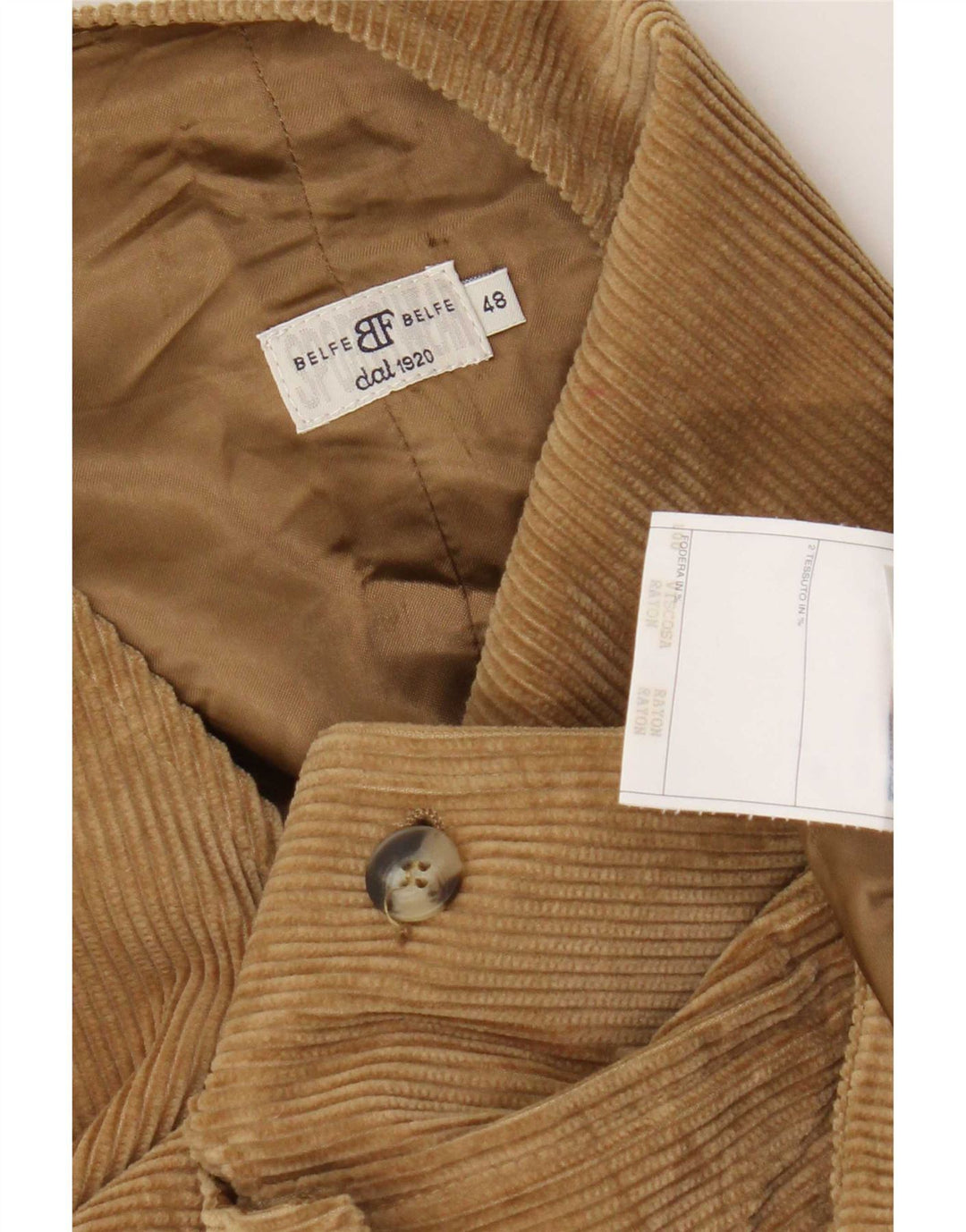 Belfe Feminino Corduroy Gilet IT 48 XL Marrom Rayon