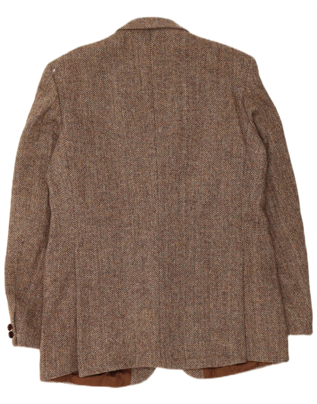 Jaqueta blazer masculina de 2 botões Harris Tweed UK 42 XL marrom espinha de peixe lã