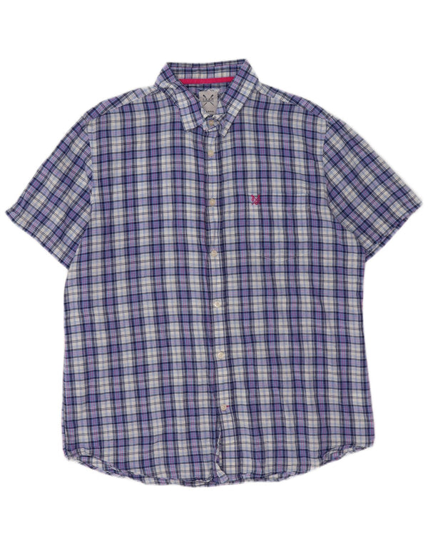 Camisa masculina de manga curta Classic Fit XL Blue Check Cotton