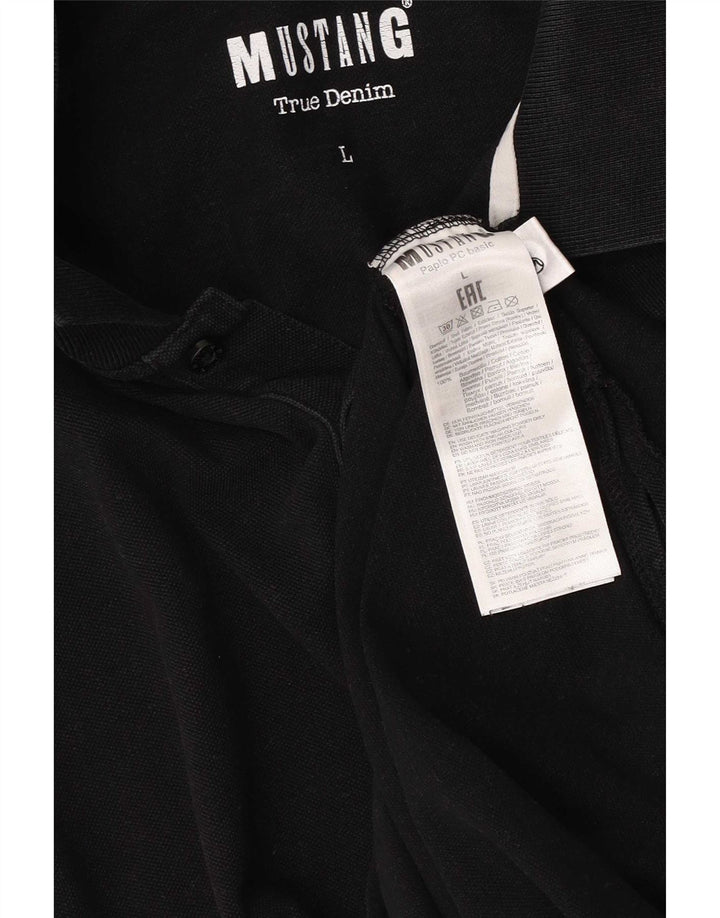 Camisa polo masculina Mustang grande algodão preto
