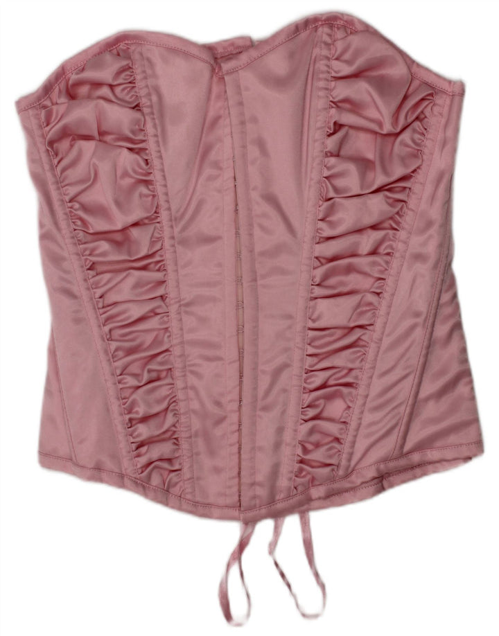 Ann Summers feminino franzido sem alças espartilho top Reino Unido 12 poliéster rosa médio