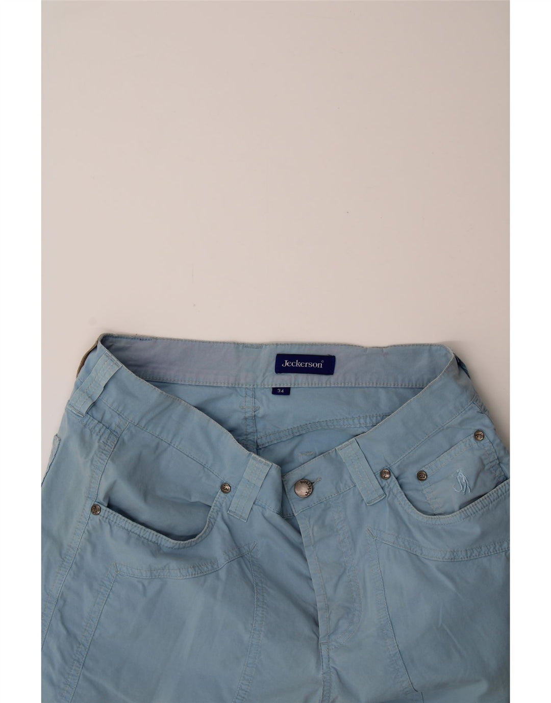 JECKERSON Womens Slim Casual Trousers W34 L34 Blue Cotton Vintage Jeckerson and Second-Hand Jeckerson from Messina Hembry 