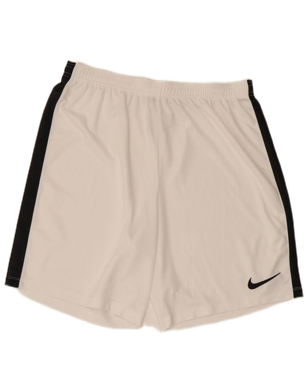 Shorts esportivos femininos Nike Dri Fit XL W34 L8 branco colorblock poliéster