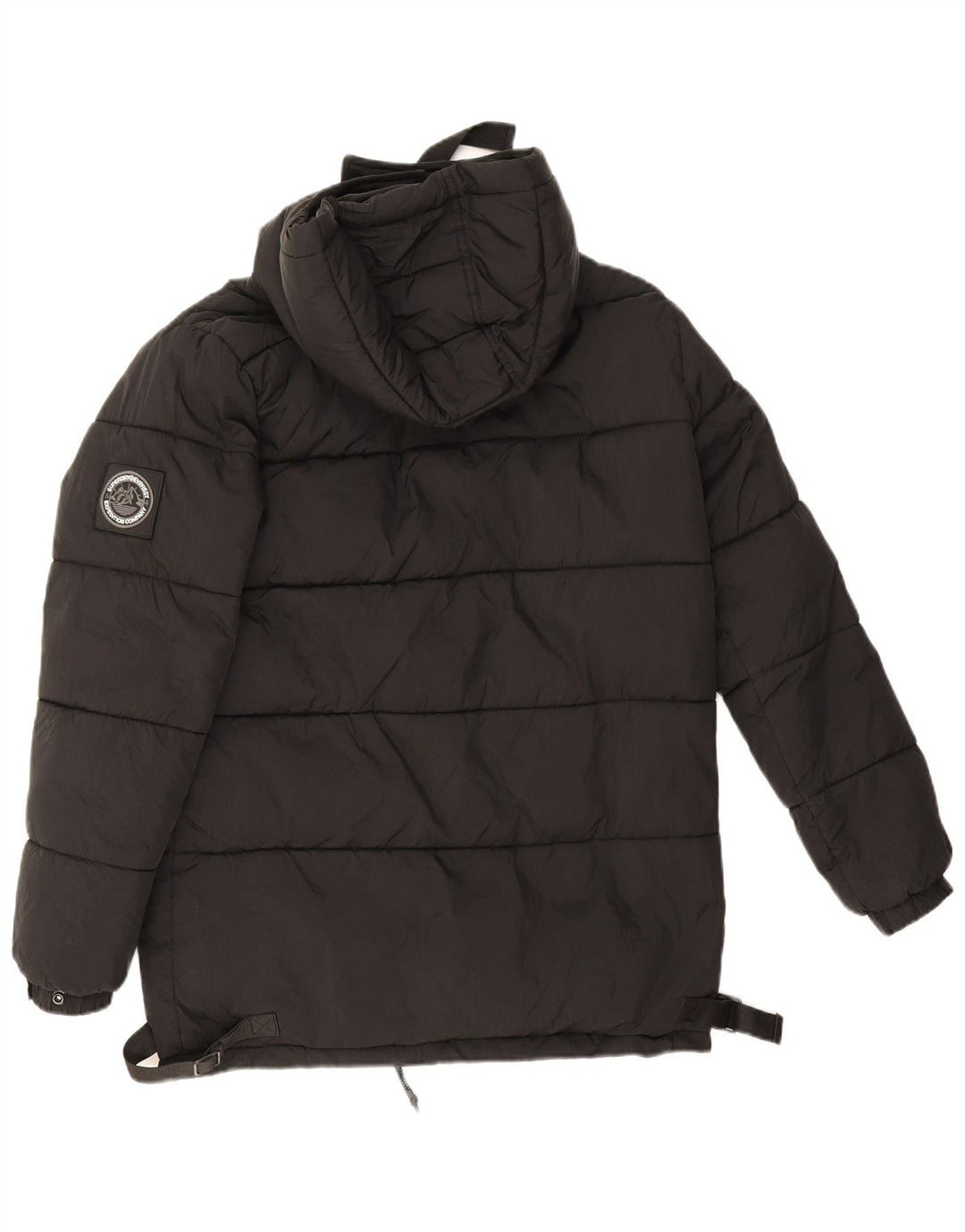 Jaqueta acolchoada superdimensionada com capuz feminino Superdry Reino Unido 8 pequeno nylon preto