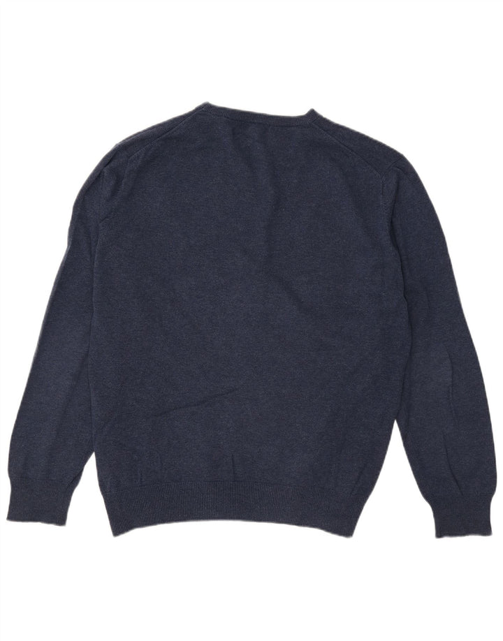 Suéter masculino Gant com gola redonda, grande algodão azul marinho