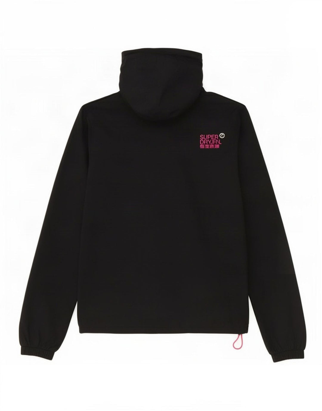 Jaqueta corta-vento com capuz feminina Superdry UK 16 grande poliéster preto