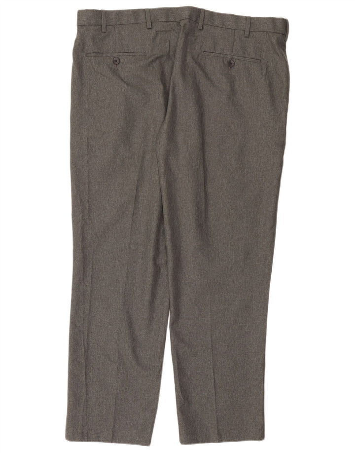 Calça masculina Marks & Spencer curta de ajuste regular W40 L30 cinza poliéster