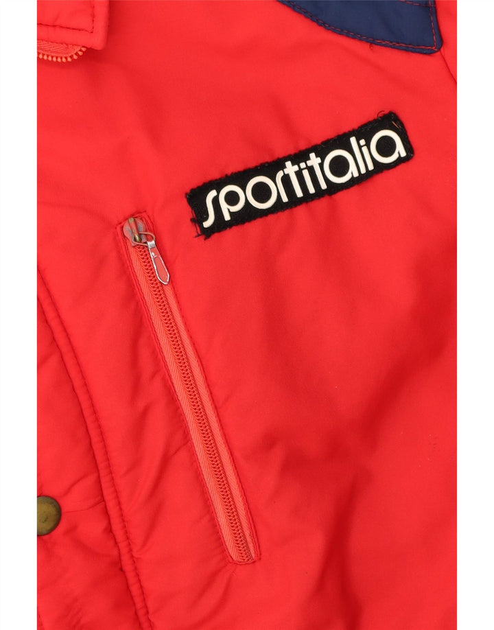 Jaqueta acolchoada masculina Sportitalia UK 38 bloco colorido vermelho médio