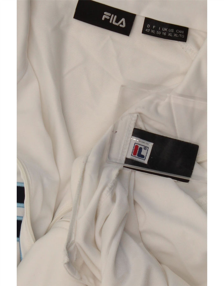 Fila Womens Graphic Tracksuit Top Jacket UK 16 Grande Branco