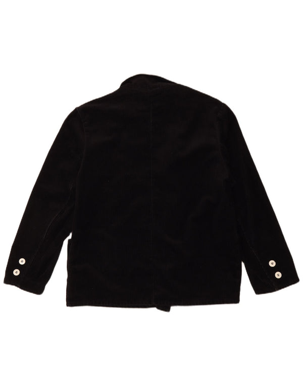 Jaqueta blazer masculina vintage de veludo cotelê com peito duplo UK 40 grande preta