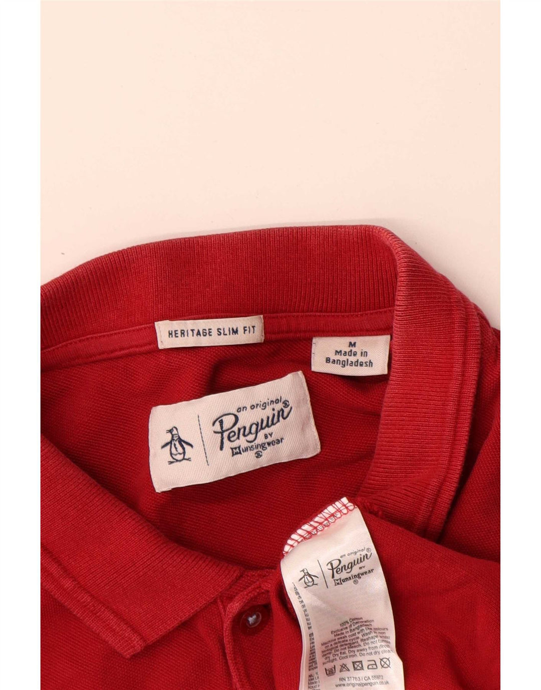 Camisa polo masculina Penguin Heritage Slim Fit algodão vermelho médio