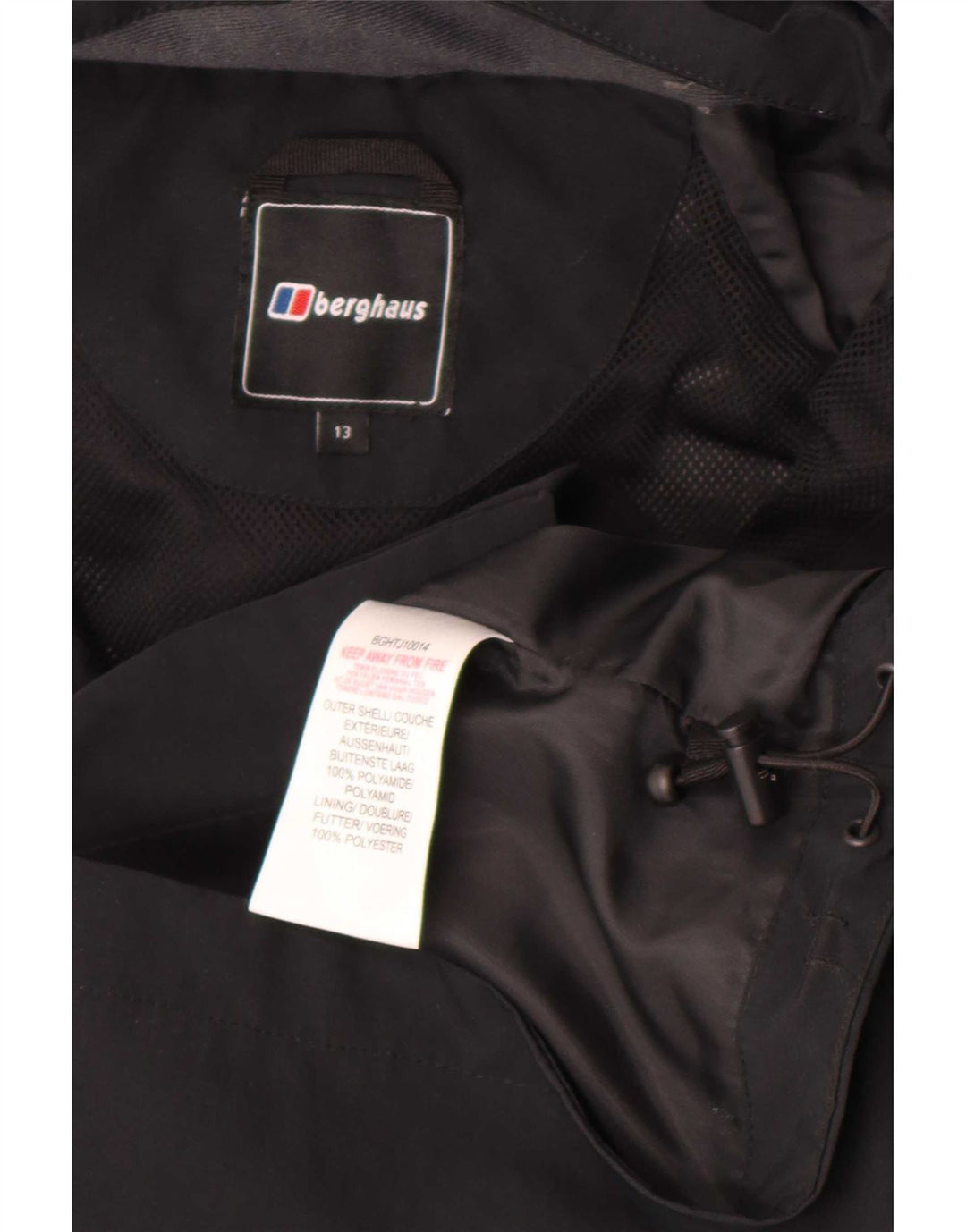 Jaqueta de chuva com capuz Berghaus Boys 12-13 anos preta poliamida
