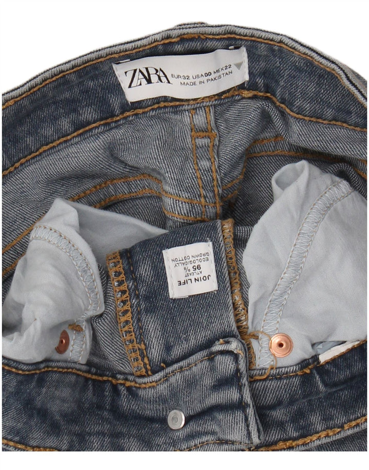 Calça jeans feminina cintura alta ZARA W22 L24 azul algodão