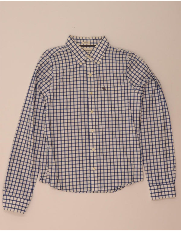 Abercrombie & Fitch Mens Muscle Shirt Large Blue Check Cotton