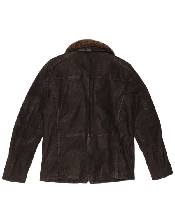 Jaqueta de couro masculina vintage UK 40 grande preta