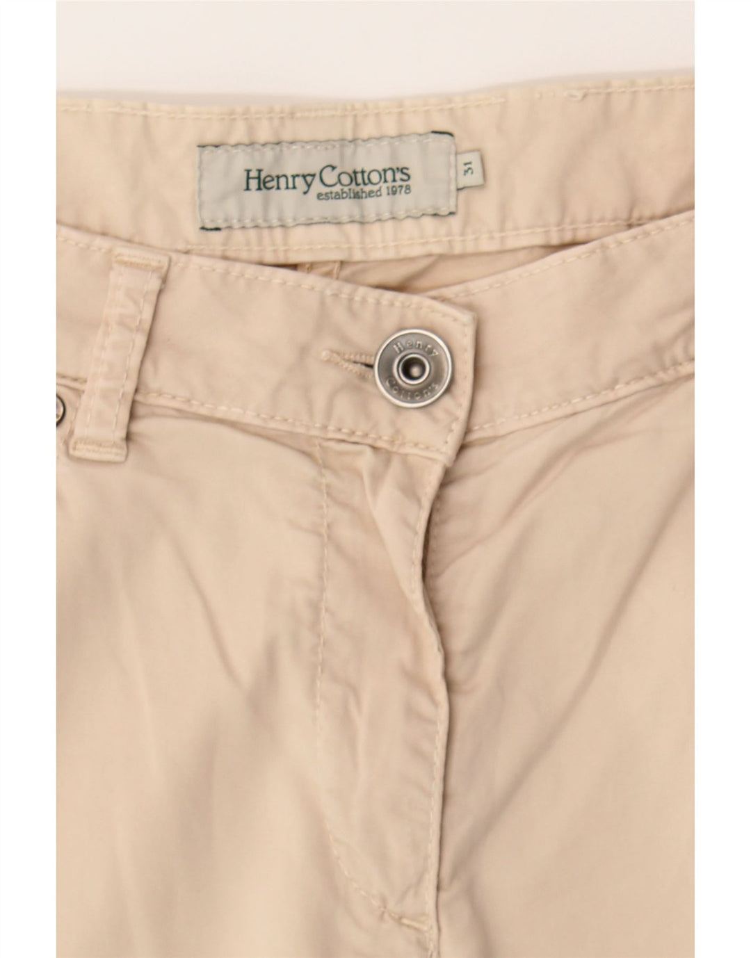 HENRY COTTONS Womens Slim Cropped Trousers W31 L26 Beige Cotton Vintage Henry Cottons and Second-Hand Henry Cottons from Messina Hembry 