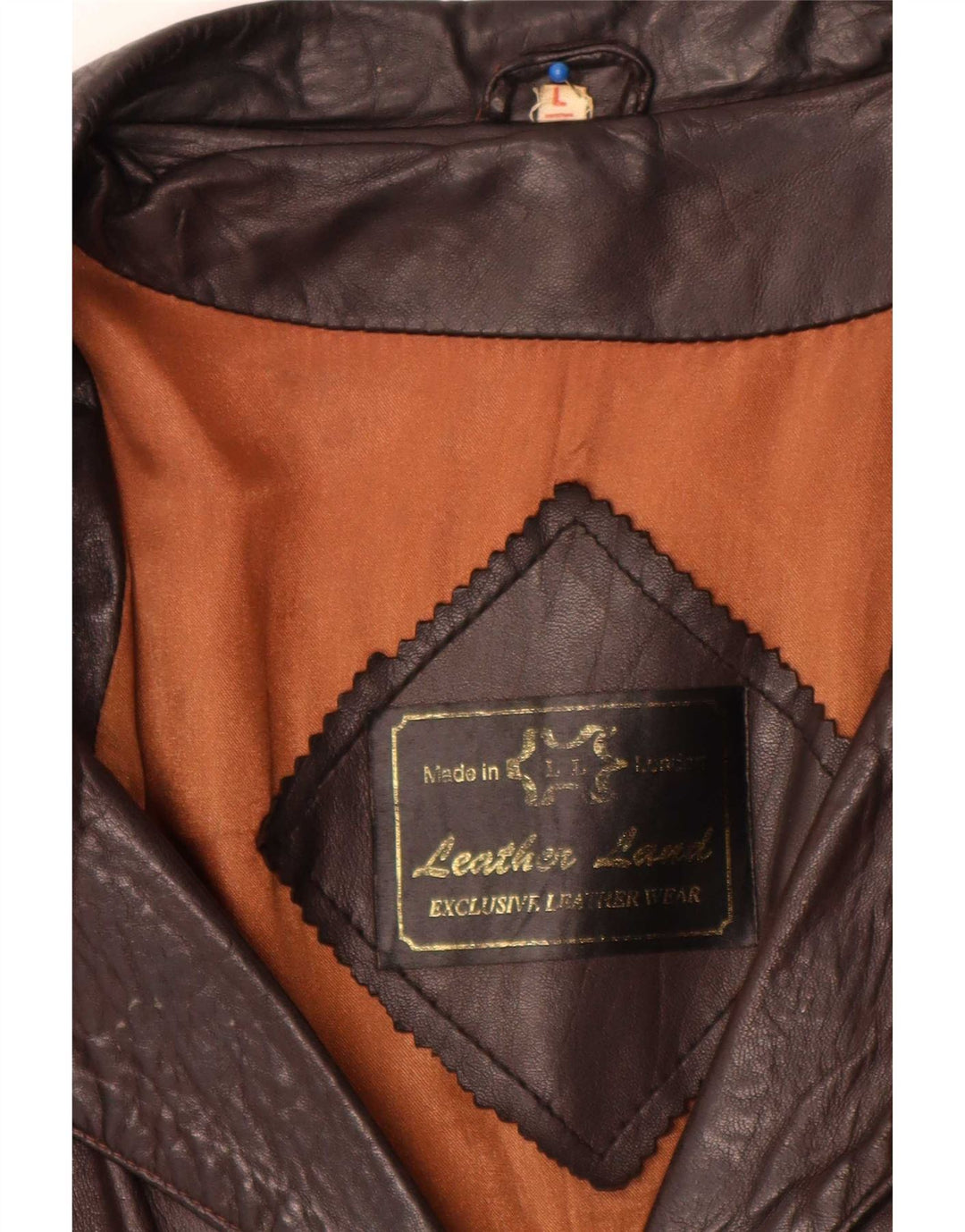 Casaco de couro feminino vintage Reino Unido 14 grande marrom