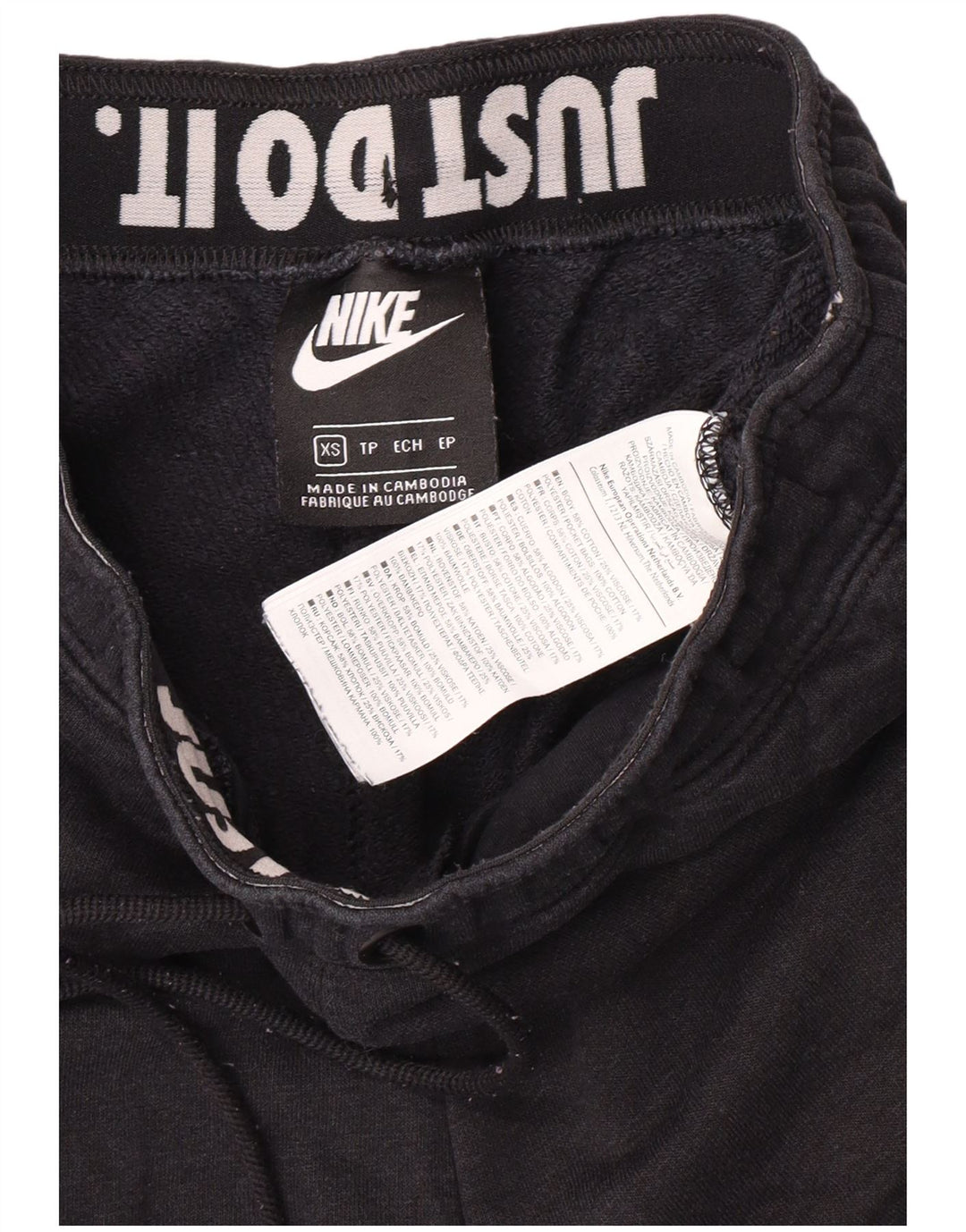 Nike feminino gráfico agasalho calças joggers reino unido 6 xs preto algodão esportes