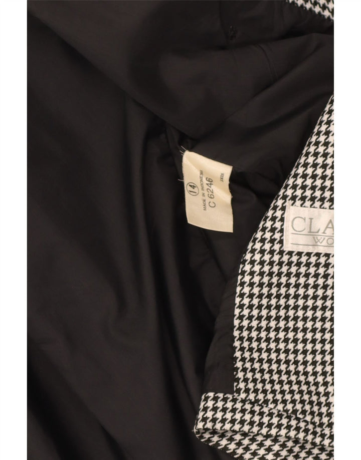 Jaqueta blazer feminina CLASSIC com peito duplo Reino Unido 14 grande preto Houndstooth