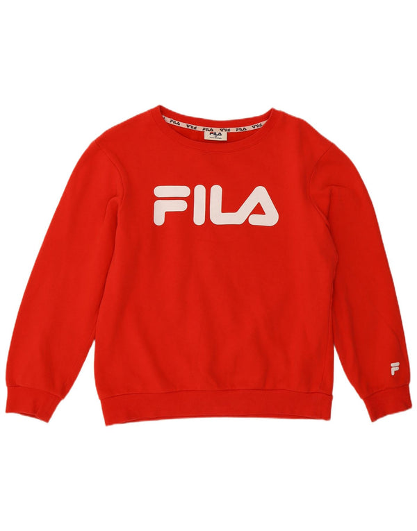 Moletom feminino Fila com ajuste relaxado e gráfico UK 10 pequeno algodão vermelho