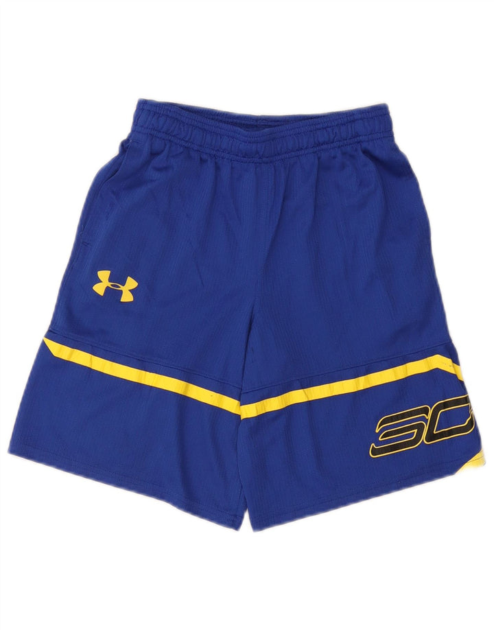 Shorts esportivos gráficos UNDER ARMOUR Boys Heat Gear 9-10 anos azul médio
