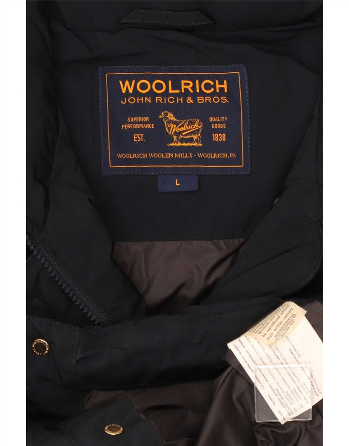 Casaco acolchoado feminino Woolrich UK 16 grande poliéster azul marinho