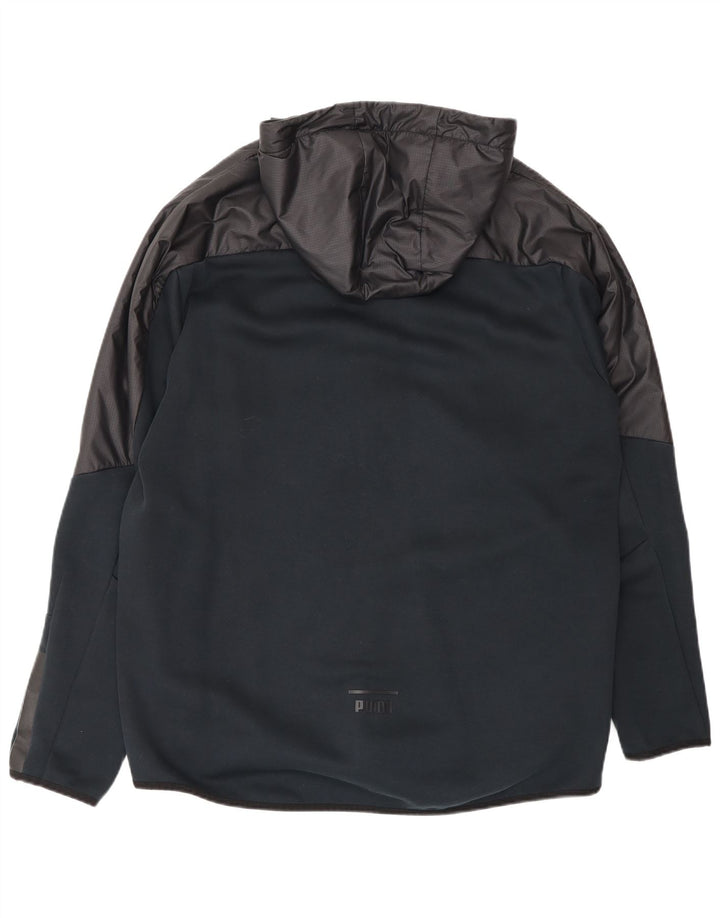 Puma masculino moletom com capuz jaqueta grande bloco colorido preto