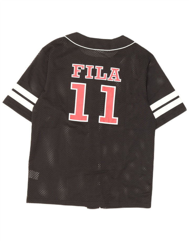Fila Mens Graphic Jersey Top Pequeno Poliéster Colorblock Preto