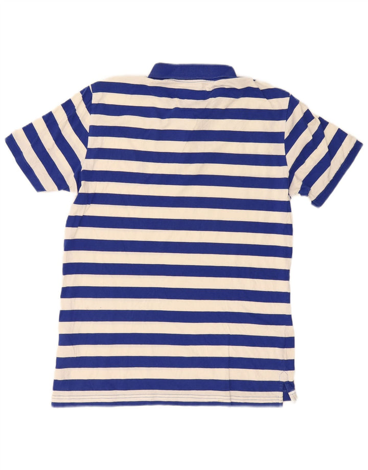 Camisa polo masculina de ajuste regular da Penguin, algodão listrado azul médio
