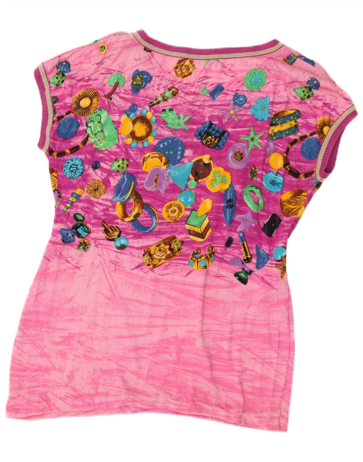 Camiseta gráfica feminina vintage Top IT 44 algodão rosa médio