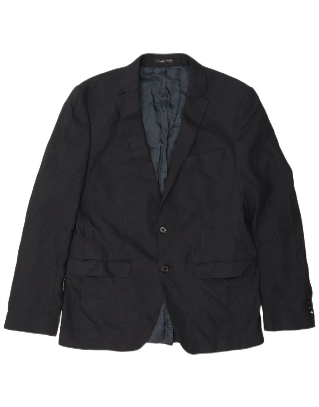 Jaqueta blazer masculina Zara com 2 botões UE 52 grande azul marinho