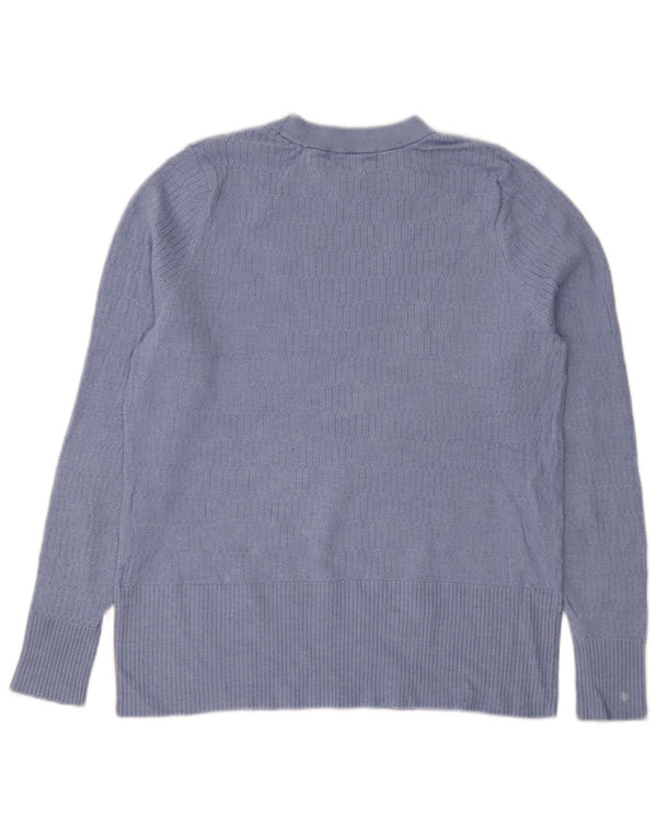 Suéter feminino Marks & Spencer com gola redonda Reino Unido 18 XL azul viscose