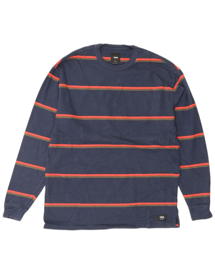 VANS Mens Top Manga Longa Pequeno Listrado Azul Marinho
