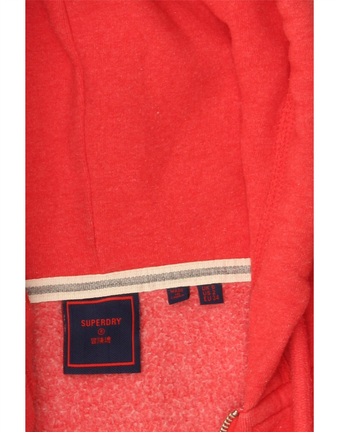 SUPERDRY Womens Zip Hoodie Sweater UK 6 XS  Red Cotton Vintage Superdry and Second-Hand Superdry from Messina Hembry 