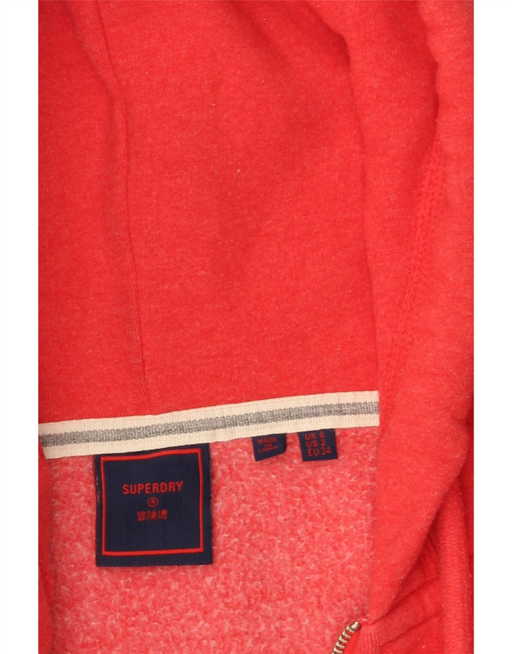 SUPERDRY Womens Zip Hoodie Sweater UK 6 XS  Red Cotton Vintage Superdry and Second-Hand Superdry from Messina Hembry 