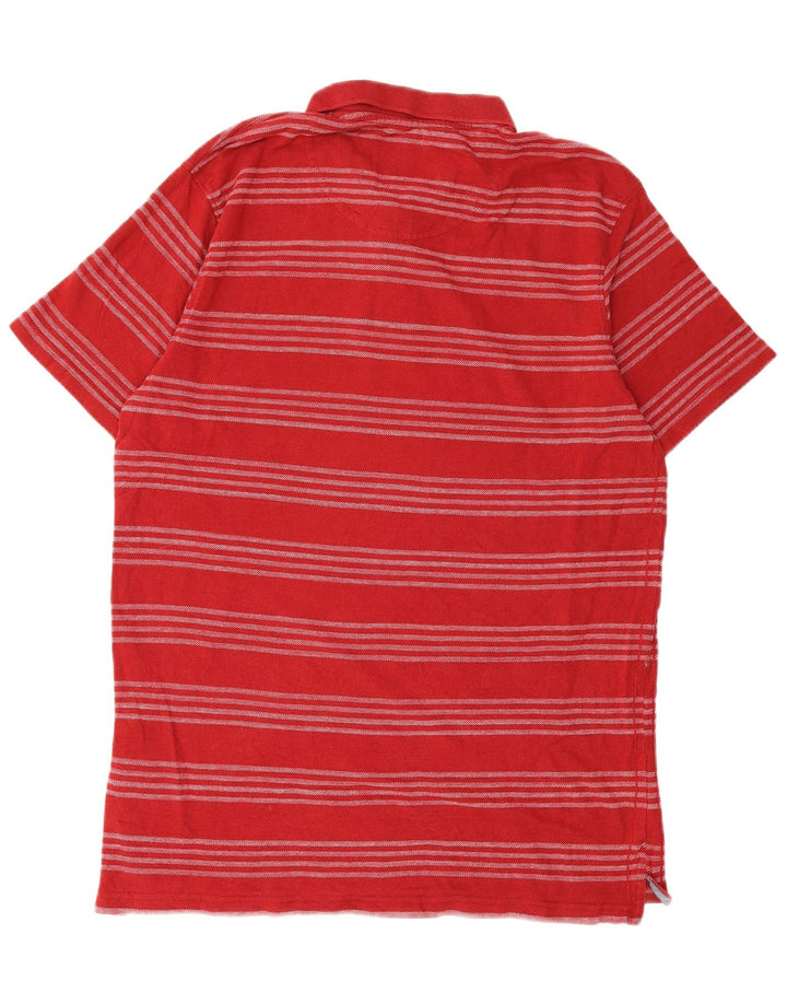 Camisa polo masculina Weird Fish grande algodão listrado vermelho