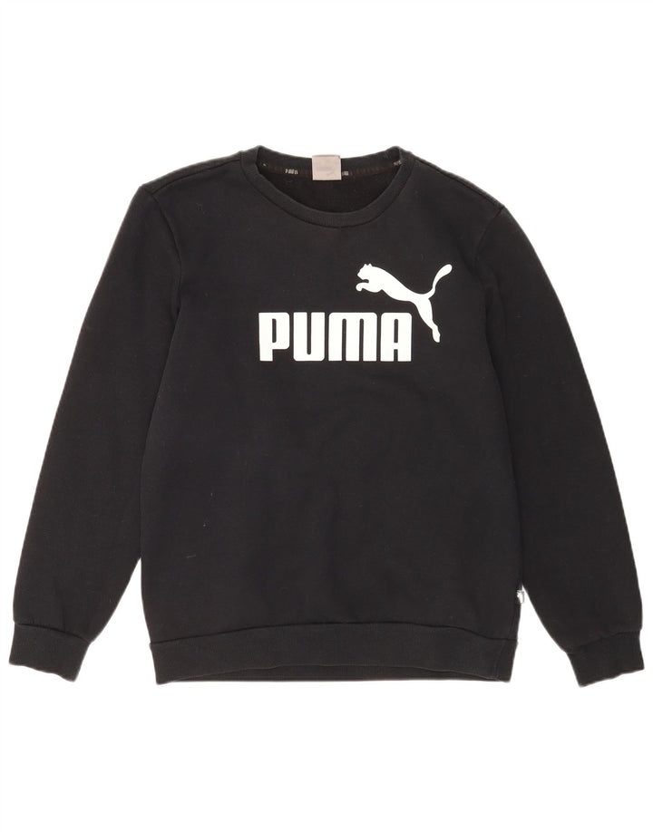 Puma Mens Graphic Moletom Jumper Pequeno Algodão Preto
