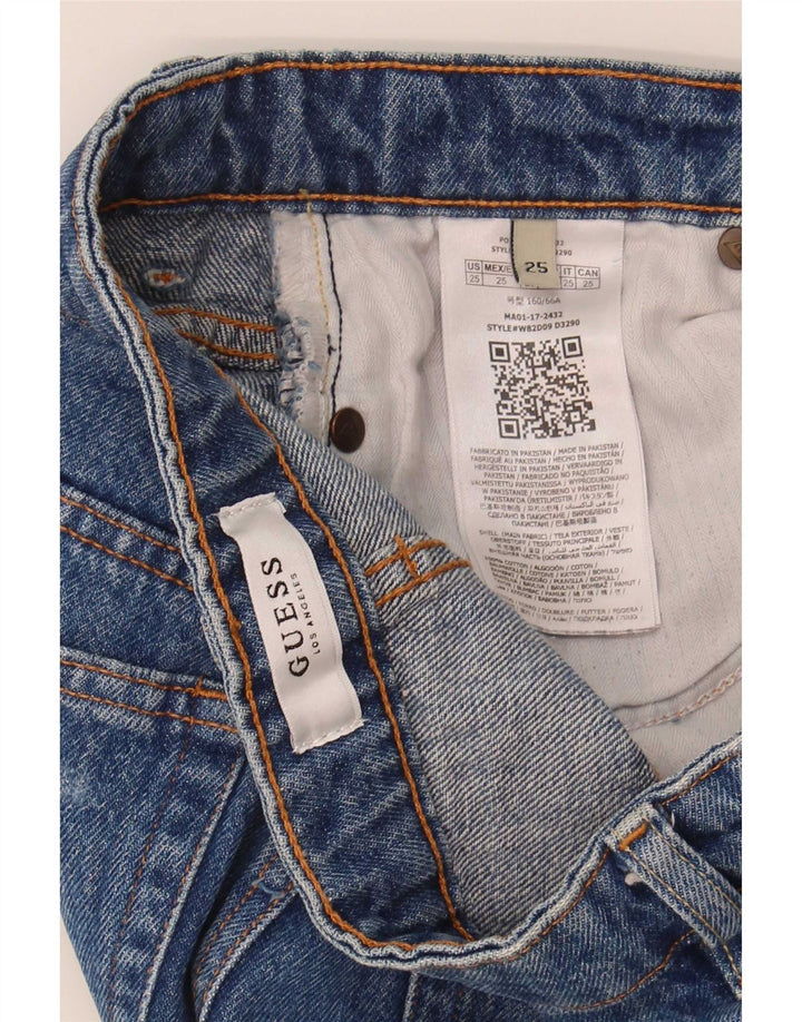 Guess Shorts jeans feminino desgastado W25 XS azul poliéster