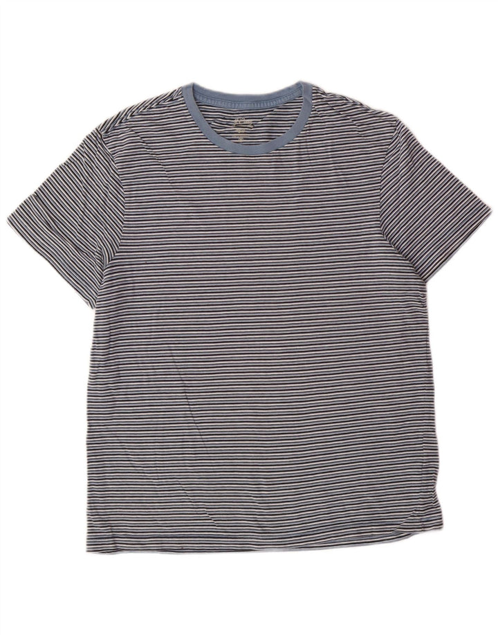 Camiseta feminina J. CREW Top UK 14 listrado azul médio