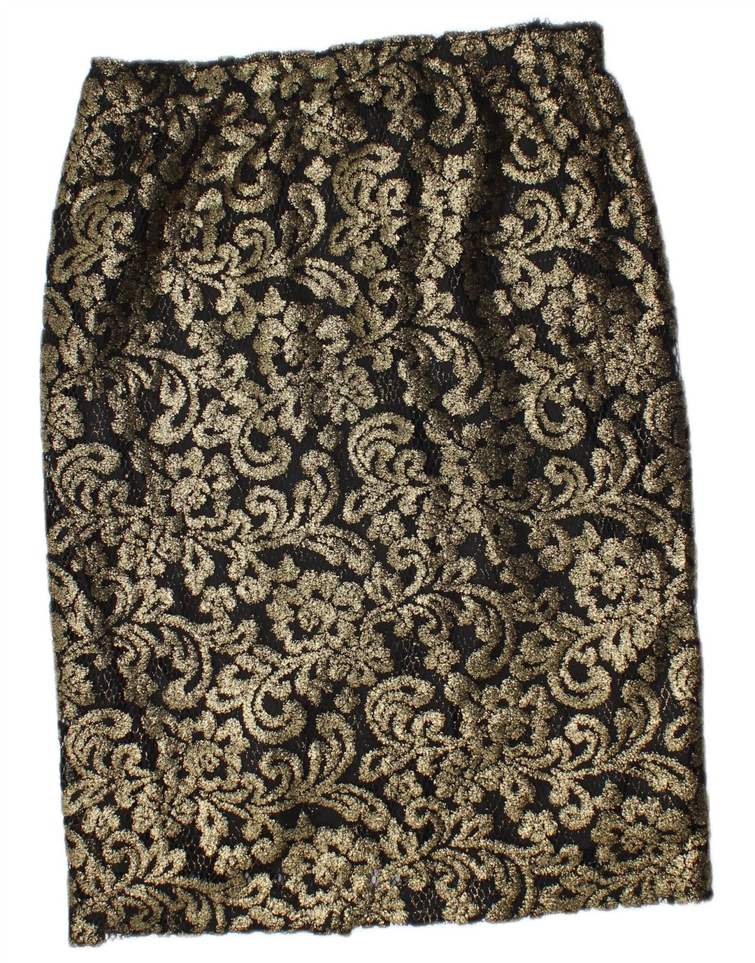 Saia lápis feminina vintage W30 ouro médio Paisley