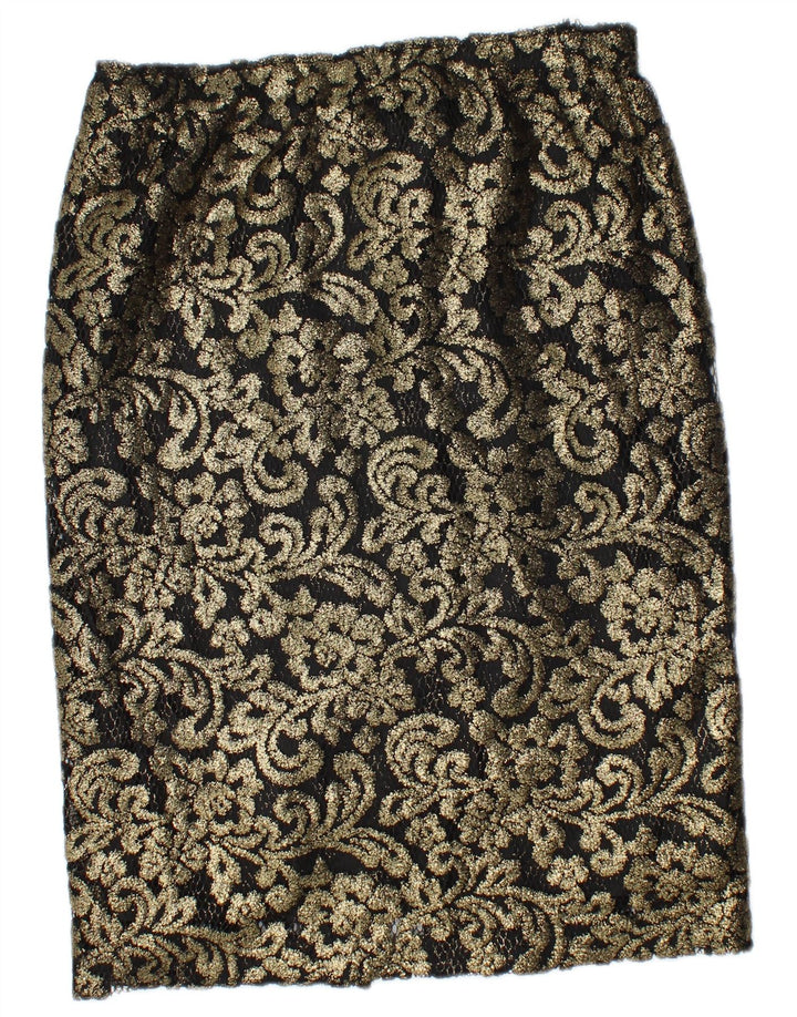 Saia lápis feminina vintage W30 ouro médio Paisley