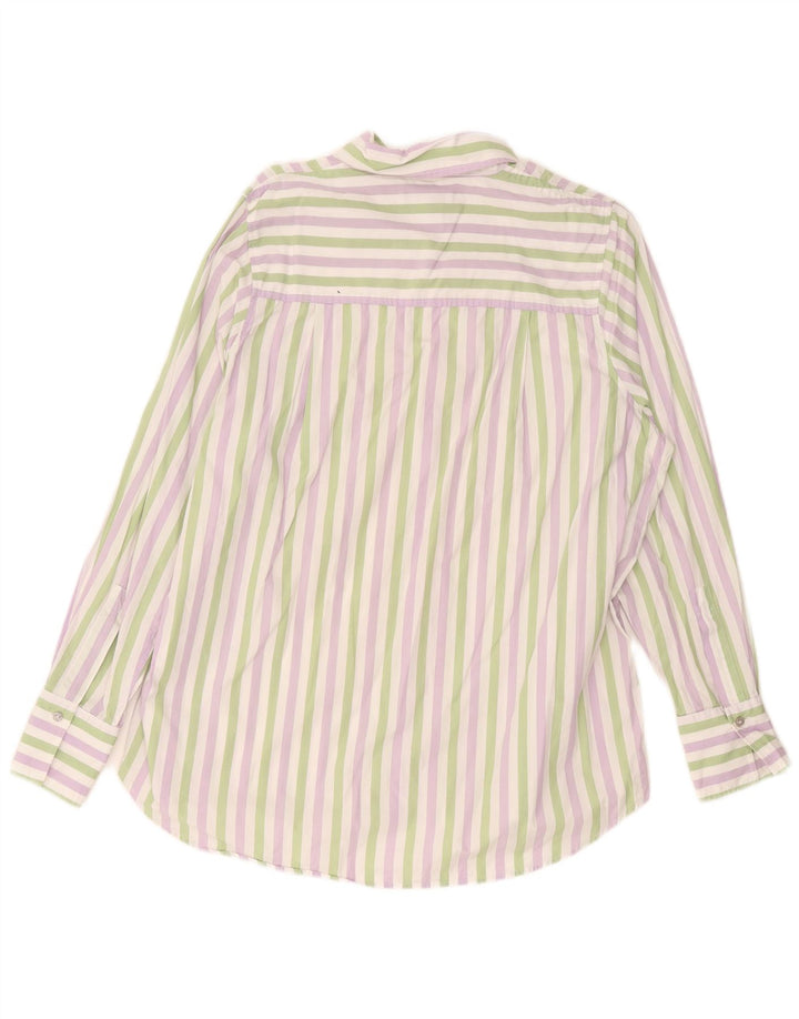 Camisa feminina Nicole Farhi UK 14 algodão listrado multicolorido médio
