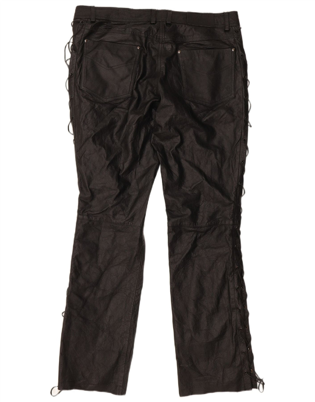 Calça feminina de couro reto HIGHWAY 1 EU 46 XL W38 L32 couro preto