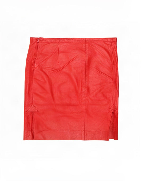 Saia de couro feminina vintage grande W32 vermelha